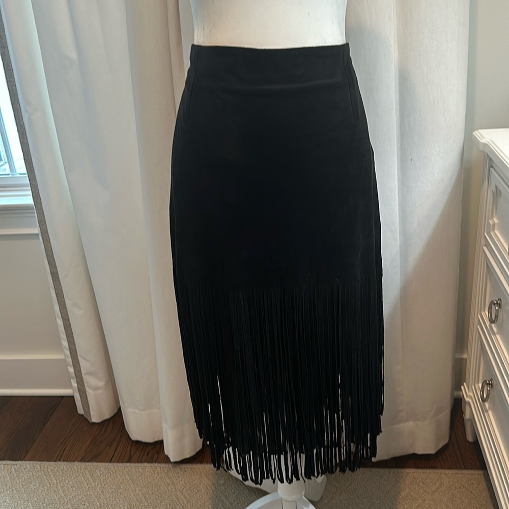 Suede Fringe Skirt